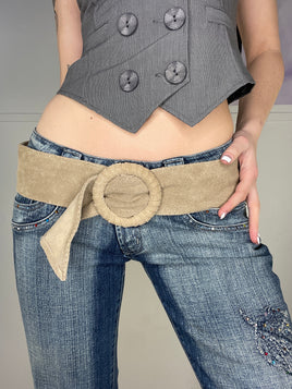 chunky genuine suede belt