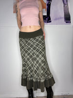 down town girl checked maxi skirt with ruffle