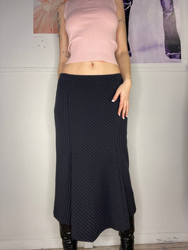 office wear medi skirt with pinstripes low-waist