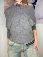 girl next door simple 3/4 sleeve cropped loose fit knit wear