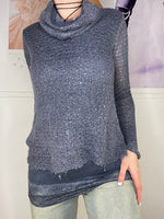 double layer big neck knitwear