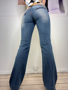 must have ultra low-waist flare denim jeans