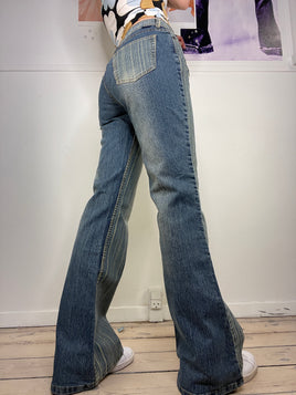bratz multiprinted mid-waist flare denim jeans