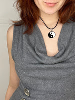 ying yang leather cord necklace