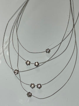 cute flower diamond necklace multi-strand