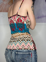 multi printed funky strap top