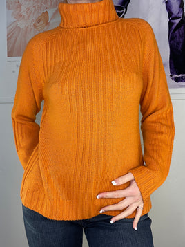 loose fit bright orange long sleeve turtleneck knit