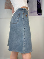 perfect fit medi denim skirt