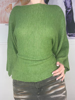 oversized fit cozy bright green tie jumper