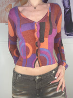 funky multicoloured & printed long sleeve cardigan