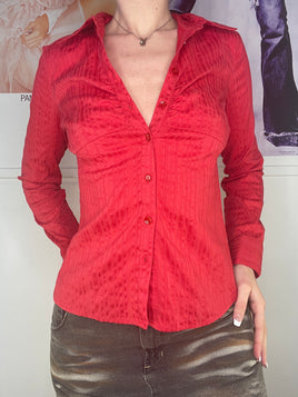 bodyshaped bright red pinstripe shirt