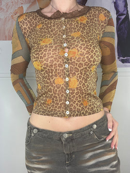 glitter long sleeve cheetah cardigan