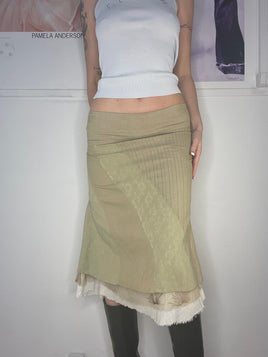 downtown girl low waisted multi material medi skirt
