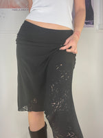 low waisted stretchy maxi skirt with lace details