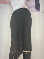 low waisted stretchy maxi skirt with lace details