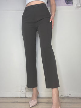 high waisted perfect fit habit pants in dark brown