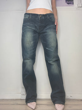 baggy low waisted extra long washed jeans