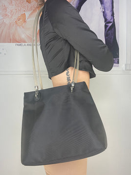 extra long straps plain black shoulder bag