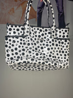 dotted shoulder bag in shiny material