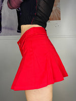 high school bright red mini skirt