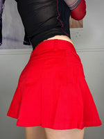 high school bright red mini skirt