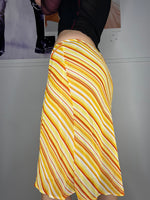 girl next door super cute sunny striped medi skirt with tie waist