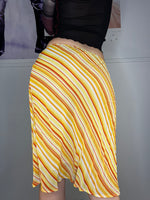 girl next door super cute sunny striped medi skirt with tie waist