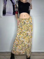 flower printed wrap maxi tie skirt