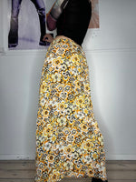 flower printed wrap maxi tie skirt