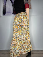 flower printed wrap maxi tie skirt