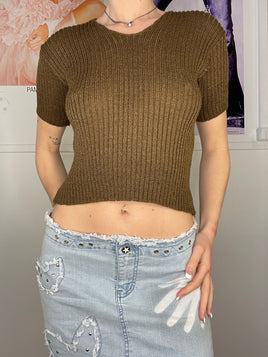 knit wear stretchy tee top