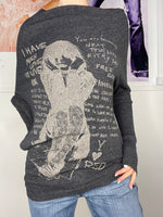 graphic printed asymmetrical long sleeve jumper