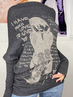 graphic printed asymmetrical long sleeve jumper