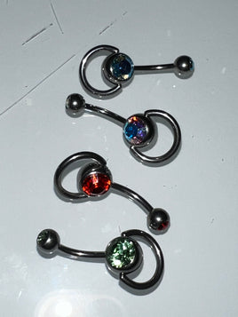 1 pcs + 2 extra pendant saturn multicoloured belly piercing