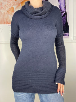 double knitted turtleneck mini dress