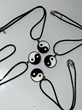 ying yang leather cord necklace