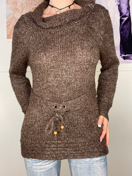 wide neck knitwear mini dress