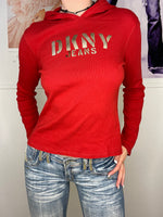 long sleeve bodyshaped hooded DKNY jumper