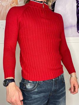 perfect fit bright red rib jumper knitwear