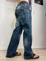 low-waisted washed straight leg denim jeans