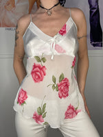 romantic rose printed lingerie top