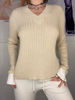 v-neck rib long sleeve everyday wear jumper