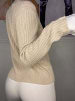 v-neck rib long sleeve everyday wear jumper