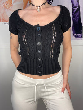 bodyshaped knitwear cropped wide neck top