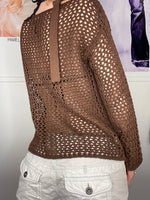 fishnet longsleeve jumper with buckle shoulder detail