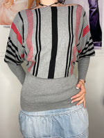 off-shoulder striped knitwear loose fit jumper