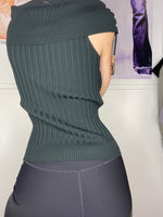 deep green off-shoulder rib stretchy top