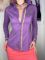 bright purple longsleeve shirt