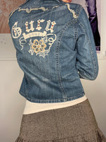 graphic printed guru denim jacket