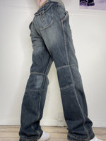 washed baggy denim jeans low-waisted with details